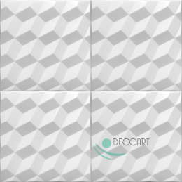 PANELE ŚCIENNE - ROMBY BIAŁE - Kasetony sufitowe, piankowe 3D geometryczne - 50cm x 50cm - 0,25 m2