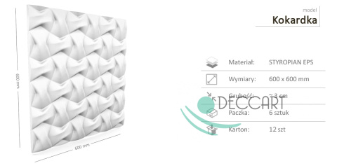 KOKARDKA - BIAŁE Panele Ścienne 3D kasetony styropianowe 60x60 KOKARDKA - BIAŁE Panele Ścienne 3D kasetony styropianowe 60x60