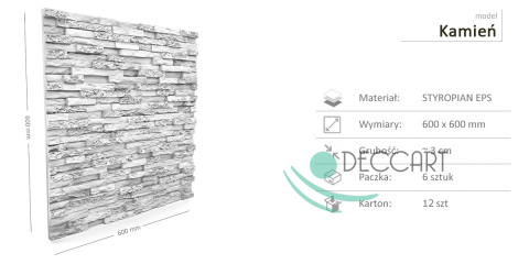 KAMIEŃ - BIAŁE Panele Ścienne 3D kasetony styropianowe 60x60 KAMIEŃ - BIAŁE Panele Ścienne 3D kasetony styropianowe 60x60