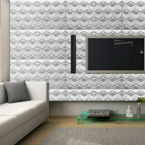 Kasetony sufitowe białe, piankowe 3D hexagony - 50cm x 50cm - 0,25 m2 - HONEY Kasetony sufitowe białe, piankowe 3D hexagony - 50cm x 50cm - 0,25 m2 - HONEY