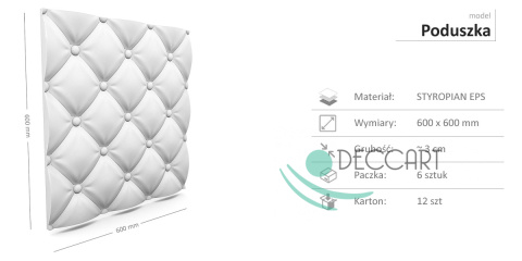 PODUSZKI - BIAŁE Panele Ścienne 3D kasetony styropianowe 60x60 PODUSZKI - BIAŁE Panele Ścienne 3D kasetony styropianowe 60x60