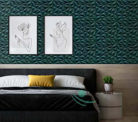 Butelkowa zieleń PANELE ŚCIENNE Ametyst 62 - Kasetony sufitowe, piankowe panele ścienne 3D - 50cm x 50cm - 0,25 m2 Butelkowa zieleń PANELE ŚCIENNE Ametyst 62 - Kasetony sufitowe, piankowe panele ścienne 3D - 50cm x 50cm - 0,25 m2