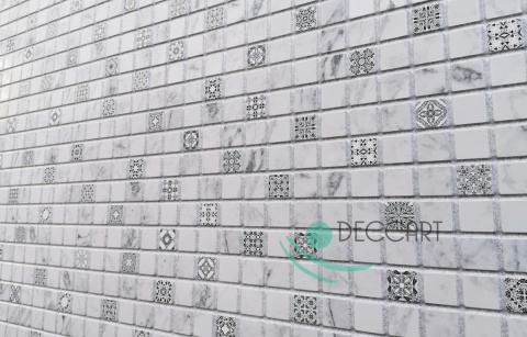 Szare Panele Ścienne dekoracyjne 3D z PCV Mozaika 55816 Szare Panele Ścienne dekoracyjne 3D z PCV Mozaika 55816