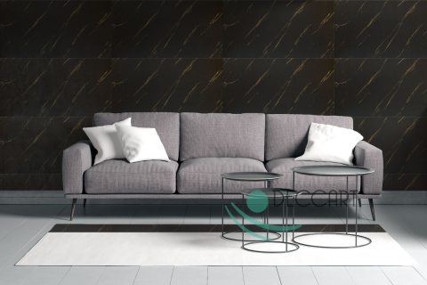 Panele ścienne marmur CARRARA czarno - złoty imitacja panele dekoracyjne piankowe 100x50cm - 0,5m2 - 7714XL Panele ścienne marmur CARRARA czarno - złoty imitacja panele dekoracyjne piankowe 100x50cm - 0,5m2 - 7714XL