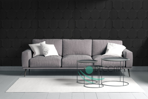 Czarne panele ścienne 3D z efektem tkaniny – model Fabric Czarne panele ścienne 3D z efektem tkaniny – model Fabric