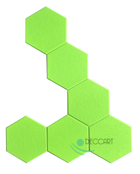 Panele ścienne filcowe HEXAGON 3D neon zielony HB-18 Panele ścienne filcowe HEXAGON 3D neon zielony HB-18