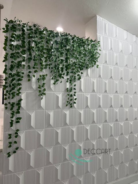 Dekoracyjne panele ścienne 3D z białym geometrycznym wzorem do salonu lub jadalni Dekoracyjne panele ścienne 3D z białym geometrycznym wzorem do salonu lub jadalni