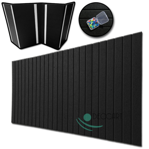 3D Black Felt Wall Panels – Modern Decorative Lamellas 120x60 cm
