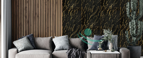 Wall Panels 3D Ceiling Cassettes | Boulder Black & Gold | 100x50 cm Wall Panels 3D Ceiling Cassettes | Boulder Black & Gold | 100x50 cm